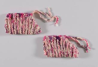 Off-White Knit Slippers with Purple and Pink Stripes