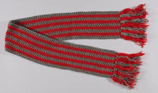Red and Gray Striped Knit Scarf