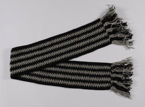 Black and Gray Striped Knit Scarf