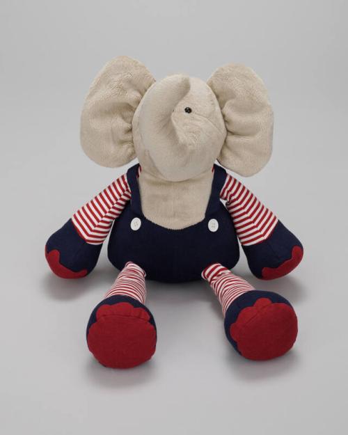 Plush Elephant Wearing Overalls