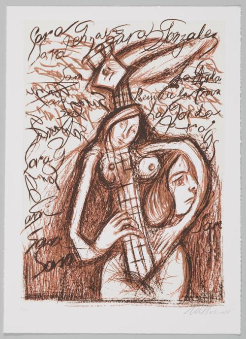 Print of a Woman with a Guitar