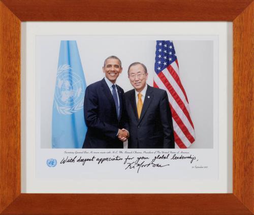 Portrait of President Barack Obama and Secretary General Ban Ki-moon