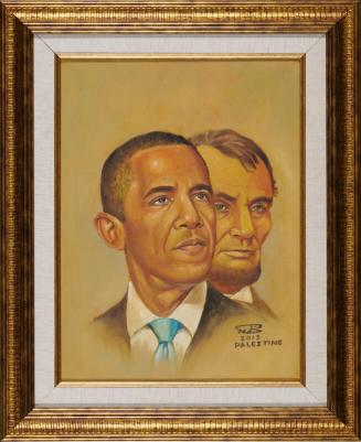Portrait of President Barack Obama and President Abraham Lincoln