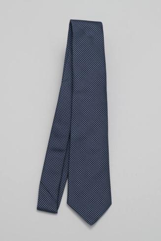 Dark Blue Necktie with Diagonal Grid of Dots