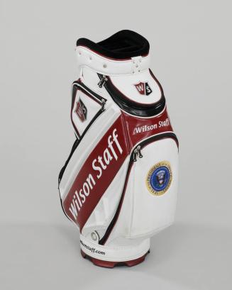 Red and White Leather Golf Bag