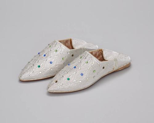 Silver Shoes Decorated with Plastic Gems