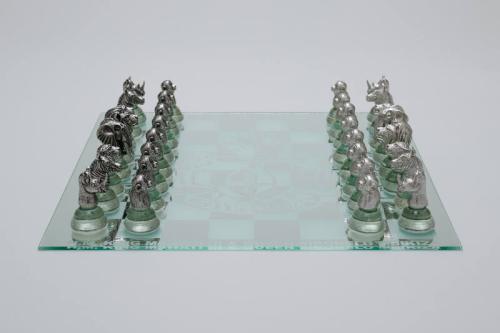 Metal and Glass Chess Set