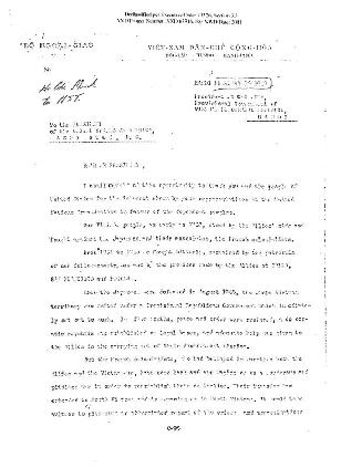 Photocopy of Letter from President Ho Chi Minh to President Harry Truman