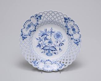 White Porcelain Plate with Blue Floral Designs