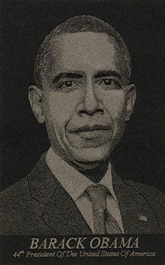 Portrait of President Barack Obama Made from Silver Nails