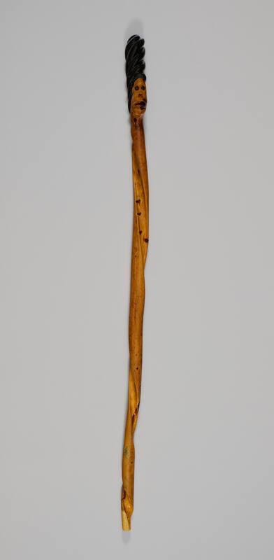 Wood Cane with Human Face