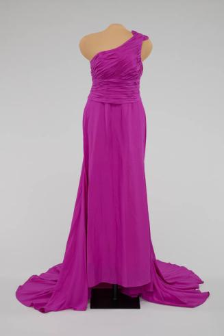 Fuchsia One-Shoulder Evening Gown