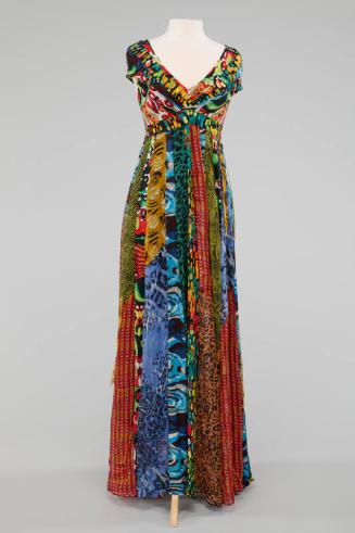 Multicolor Mixed Print Floor-Length Dress