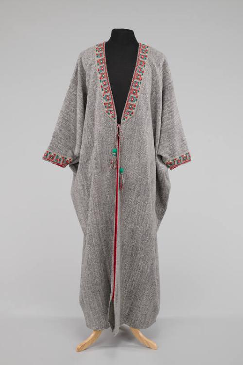 Gray Robe with Red and Green Accents