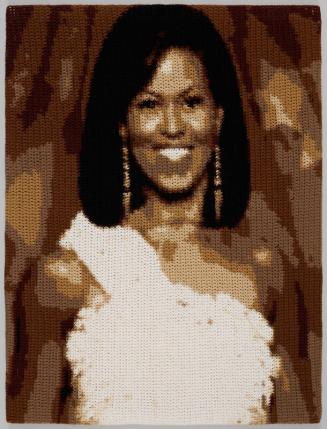 Crocheted Portrait of First Lady Michelle Obama at the First Inaugural Ball