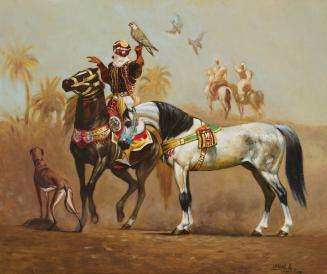 Painting of Algerian Falconers on Horseback