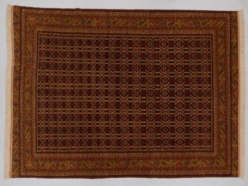 Brown and Burnt Orange Afghan Rug