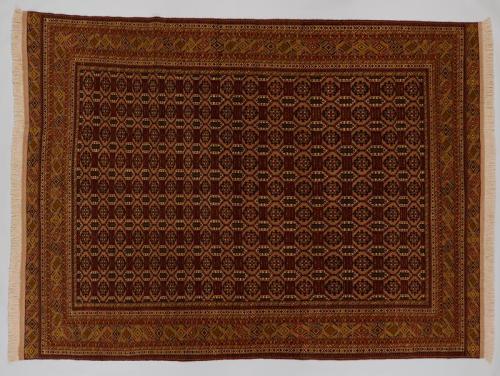 Brown and Burnt Orange Afghan Rug