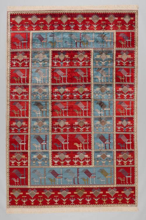 Red, Blue, and Cream Rug