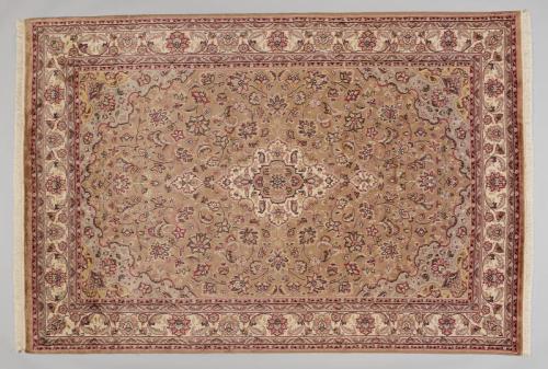 Burgundy and Light Brown Rug