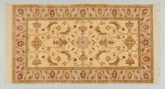 Cream, Brown, Pink, and Green Floral Rug