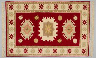 Red, Cream, and Light Green Rug