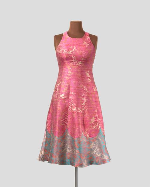 Pink and Turquoise Floral Dress