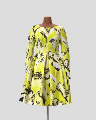 Lime Yellow-Green Graphic Print Dress