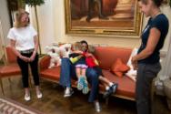 Image courtesy of the Barack Obama Presidential Library, First Lady Michelle Obama greets forme…