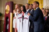 Image courtesy of the Barack Obama Presidential Library, President Barack Obama welcomes the NC…