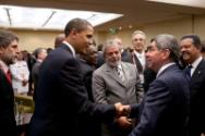 Image courtesy of the Barack Obama Presidential Library, President Barack Obama greets Costa Ri…