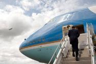 Image courtesy of the Barack Obama Presidential Library, President Obama boards Air Force One f…