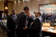 Image courtesy of the Barack Obama Presidential Library, President Barack Obama talks with Ethi…
