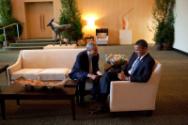 Image courtesy of the Barack Obama Presidential Library, President Barack Obama talks with Chie…
