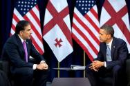 Image courtesy of the Barack Obama Presidential Library, President Barack Obama holds a bilater…