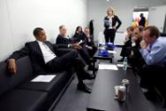 Image courtesy of the Barack Obama Presidential Library, President Barack Obama meets with staf…
