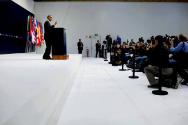 Image courtesy of the Barack Obama Presidential Library, President Barack Obama makes a stateme…