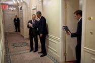 Image courtesy of the Barack Obama Presidential Library, President Barack Obama discusses his s…
