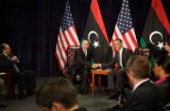 Image courtesy of the Barack Obama Presidential Library, President Barack Obama greets Chairman…