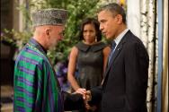 President Barack Obama talks with President Hamid Karzai of Afghanistan before the United Natio…