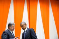 Image courtesy of the Barack Obama Presidential Library, President Barack Obama talks with Pres…