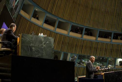 Image courtesy of the Barack Obama Presidential Library, President Barack Obama delivers remark…
