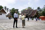 Image courtesy of the Barack Obama Presidential Library, President Barack Obama tours Wat Xieng…