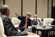 Image courtesy of the Barack Obama Presidential Library, President Barack Obama meets with Secr…